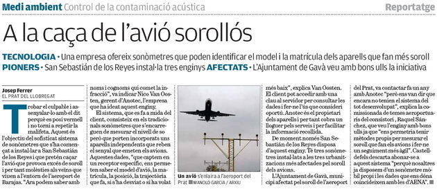 Reportatge publicat al diari AVUI sobre el sistema de control del pas dels avions sobre San Sebasti&aacute;n de los Reyes (Madrid) (16 de novembre de 2008)